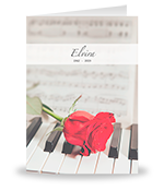 Roos op pianotoetsen