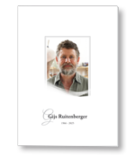 Rouwkaart met portret en sierlijk kader