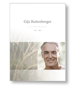 Rouwkaart met portret en extra afbeelding