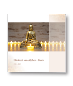 Rouwkaart met boeddha beeld en balk