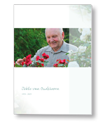 Rouwkaart met langwerpig portret en balk