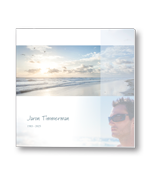 Rouwkaart met strand en portret