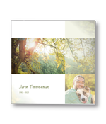 Rouwkaart met bos in de zomer en portret