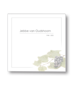 Rouwkaart met druiven en blad