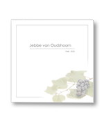 Rouwkaart met druiven en blad