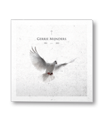 Rouwkaart met duif in silhouette met abstracte achtergrond