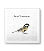 Rouwkaart met koolmees in silhouette met abstracte achtergrond