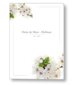 Rouwkaart met bloesems in hoeken
