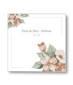 Rouwkaart met bloemen in hoeken