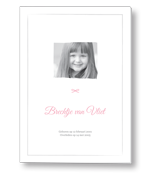 Rouwkaart voor kind met vierkante foto en naam