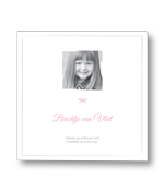 Rouwkaart voor kind met vierkante foto en naam