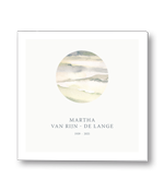 Rouwkaart met geschilderde bergen in cirkel