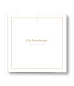 Rouwkaart met dun goud kader en kruis