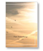 Rouwkaart met vogels in de lucht