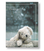 Rouwkaart voor kind met hondenknuffel