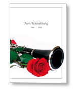 Rouwkaart met clarinet met roos