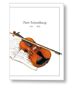 Rouwkaart met viool en muziekblad
