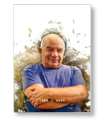 Rouwkaart met portret in waterverf stijl