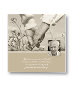 Rouwkaart met sepia portret en gedicht