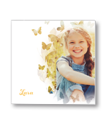 Rouwkaart met portret in vlinder silhouette