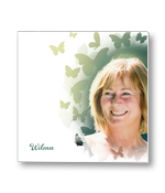 Rouwkaart met portret in vlinder silhouette