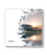 Rouwkaart met portret in vogel silhouette