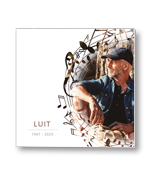 Rouwkaart met portret in muziek silhouette