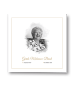 Rouwkaart met portret in waterverf stijl