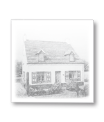 Rouwkaart met tekening woning