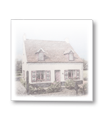 Rouwkaart met tekening woning