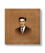 Rouwkaart met portret in retrostijl