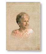 Rouwkaart met portret in retrostijl