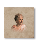 Rouwkaart met portret in retrostijl