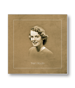 Rouwkaart met portret in retrostijl