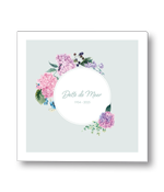 Rouwkaart met hortensia boeket om cirkel
