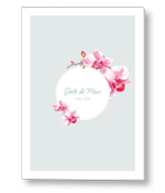 Rouwkaart met orchidee boeket om cirkel