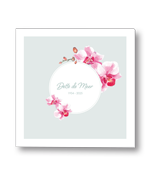 Rouwkaart met orchidee boeket om cirkel