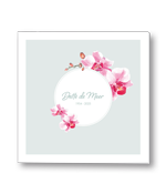 Rouwkaart met orchidee boeket om cirkel