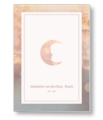 Rouwkaart met bloesem en een silhouet van de maan