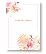 Rouwkaart met een illustratie van een roze boeket