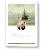 Rouwkaart met schilderij van kalme zee