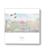 Rouwkaart met wilde veldbloemen met bijen