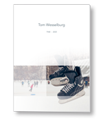 Rouwkaart met schaatsen