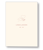 Rouwkaart met minimalistisch design hand met hart
