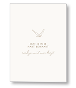 Rouwkaart met minimalistisch design vogel met quote