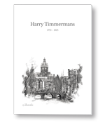 Rouwkaart met schets van de basiliek van St. Nicolaas in Amsterdam