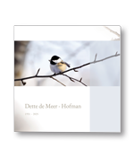 Rouwkaart koolmeesje op een tak en balk