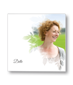 Rouwkaart met portret in bladeren silhouette