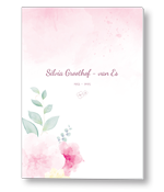 Rouwkaart met eucalyptustak en bloemen