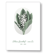 Rouwkaart met lelies van dalen